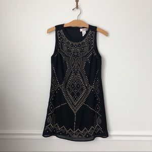 Joompy Black Shift Dress with Gold Studs 1920s